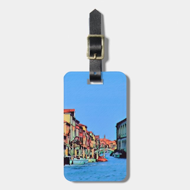 Etiqueta De Bagagem Lagoa veneziana - MURANO - vista (Frente Vertical)