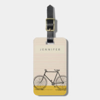 Lâmina de ilustração de bicicleta na moda e nome a