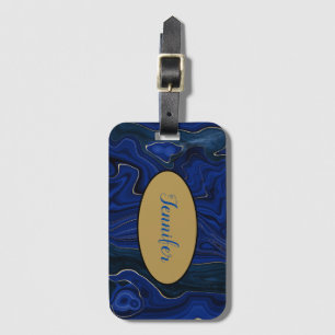 Etiqueta De Bagagem Lapis Azul Ágata Ondulações Personalizado