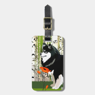 Etiqueta De Bagagem LAPPHUND FINLANDÊS nas papoilas - Tag da bagagem