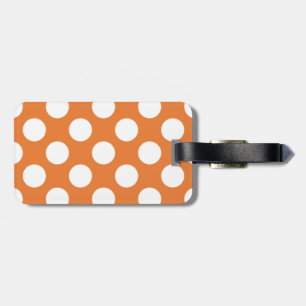 Etiqueta De Bagagem Laranja e Branco de Bolinhas