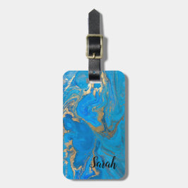 Etiqueta De Bagagem Legal Tendência Azul Marble
