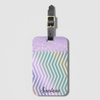 Etiqueta De Bagagem Legal Trendy Purple Glitter