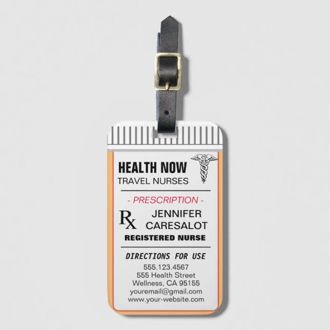 Etiqueta De Bagagem Lembrete de Compromisso de ENFERMEIRO viagem (Frente Vertical)