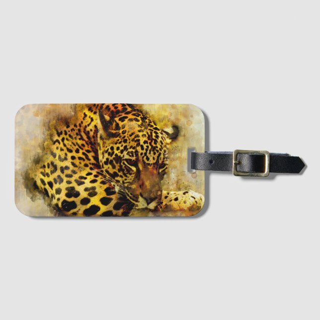 Etiqueta De Bagagem Leopardo (Frente Horizontal)