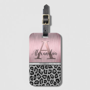 Etiqueta De Bagagem Leopardo-Escamudo Rosa-Shimmery