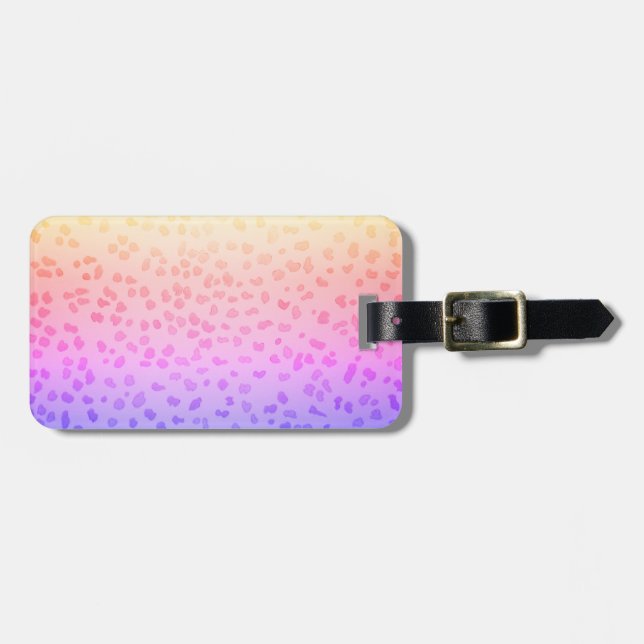 Etiqueta de Bagagem Leopardo Rosa (Frente Horizontal)