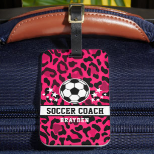 Etiqueta De Bagagem Leopardo Rosa Imprime Nome do Treinador