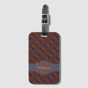 Etiqueta De Bagagem Leques Antigos Japoneses Vermelhos Elegantes Perso