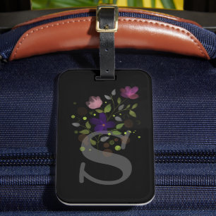 Etiqueta De Bagagem Letra inicial S Plus - Design floral