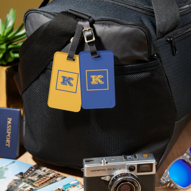 Etiqueta De Bagagem Letra Monograma Personalizada (Frente e verso)