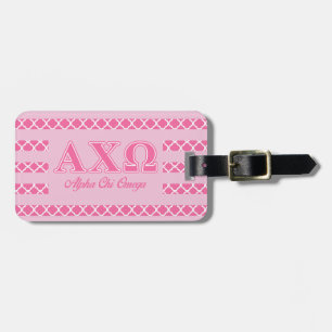 Etiqueta De Bagagem Letras cor-de-rosa de Omega do qui de Alphi