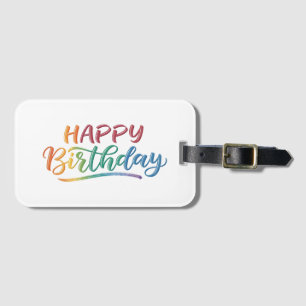 Etiqueta De Bagagem Letras de Aniversário Feliz Coloridas para Celebra