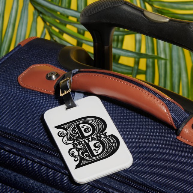 Etiqueta De Bagagem Letter B Custom Monogram (Frente Insitu 1)