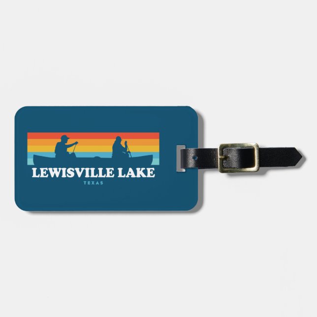 Etiqueta De Bagagem Lewisville Lake Texas Canoe (Frente Horizontal)