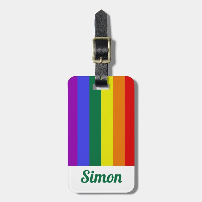Etiqueta De Bagagem Lgbt Pride Rainbow Personalizado (Frente Vertical)