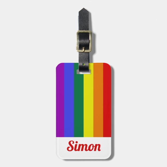 Etiqueta De Bagagem Lgbt Pride Rainbow Personalizado (Frente Vertical)