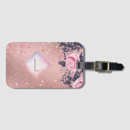 Etiqueta De Bagagem Lilibet Monographic Rosegold Floral ajustado para 