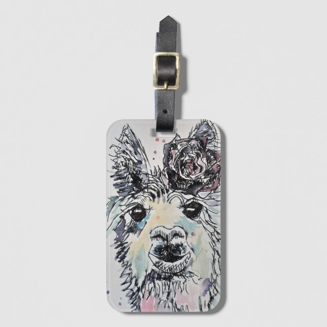 Etiqueta De Bagagem Linda etiqueta para bagagem com arte em aquarela d (Frente Vertical)