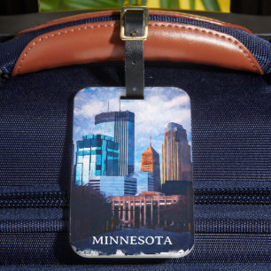 Etiqueta De Bagagem Linda Minneapolis Minnesota Skyline