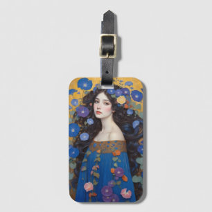 Etiqueta De Bagagem Linda Mulher Com Glórias Da Manhã