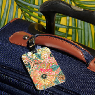 Etiqueta De Bagagem Lindas Flores em Flor com Design Colorido