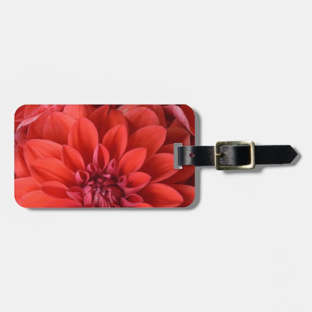 Etiqueta De Bagagem Lindas flores vermelhas da dália (Frente Horizontal)