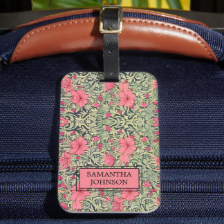 Etiqueta De Bagagem Lindo Floral Elegante Inspirado em William Morris