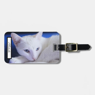 Etiqueta De Bagagem Lindo Gato Branco/Adicione a Foto do Seu Pet