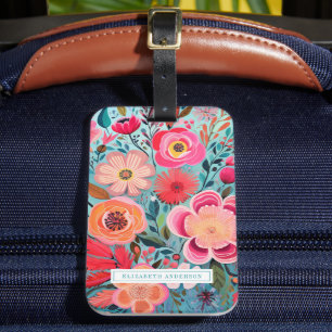 Etiqueta De Bagagem Lindo Padrão Floral Botânico Feminino