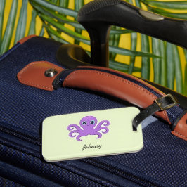 Etiqueta De Bagagem Lindo polvo roxo verde