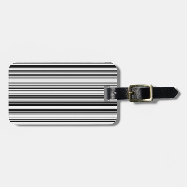 Etiqueta De Bagagem Linhas Pretas E Brancas (Frente Horizontal)