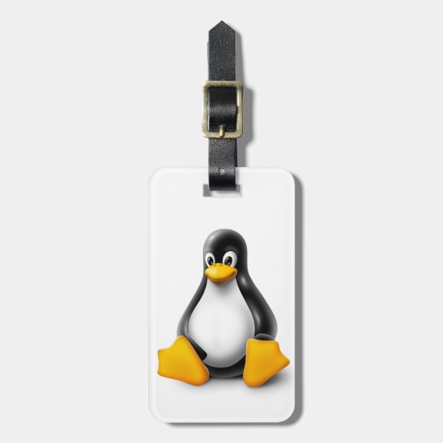 Etiqueta De Bagagem Linux Tux o pinguim (Frente Vertical)