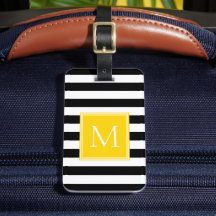 Listra Preto e Branco com Monograma Amarelo Sunshi