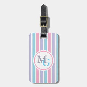 Etiqueta De Bagagem Listras de Bala Monogramadas