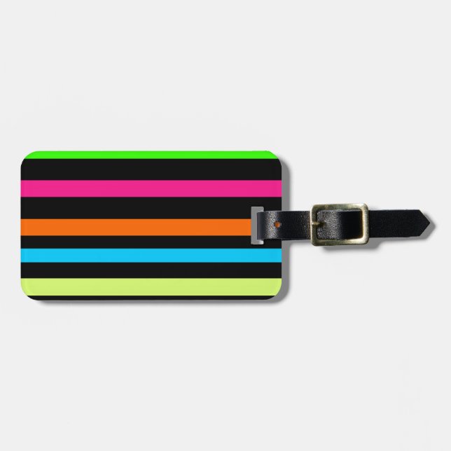 Etiqueta De Bagagem Listras de neon (Frente Horizontal)