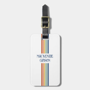Etiqueta De Bagagem Listras Minimalistas Monogramadas Retrô