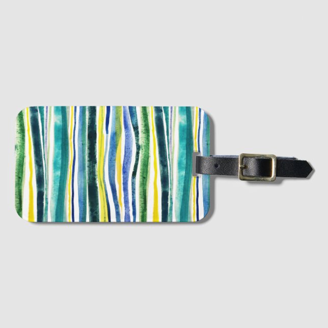 Etiqueta De Bagagem Listras pintadas de aquarelas frescas (Frente Horizontal)