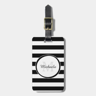 Etiqueta De Bagagem Listras preto e branco largas ocasionais com