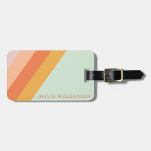 Etiqueta De Bagagem Listras Retrô Personalizadas em Verde Claro e Past