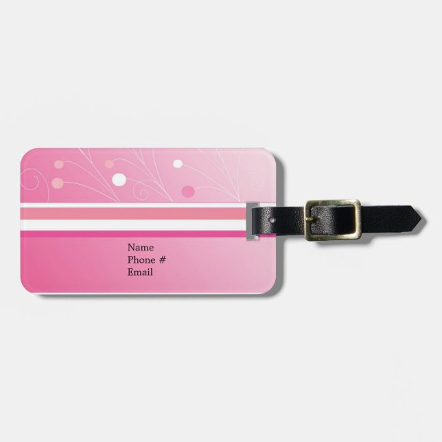 Etiqueta De Bagagem Listras Rosa Moderno (Frente Horizontal)