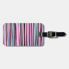 Etiqueta De Bagagem Listras Verticais Rosa e Preta