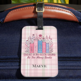 Etiqueta De Bagagem Literary Blooms Book Stack Soft Plaid 