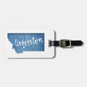 Etiqueta De Bagagem Livingston Montana Textura de Madeira