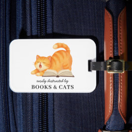 Etiqueta De Bagagem Livro de Gengibre Feminino Gato Engraçado Frase de