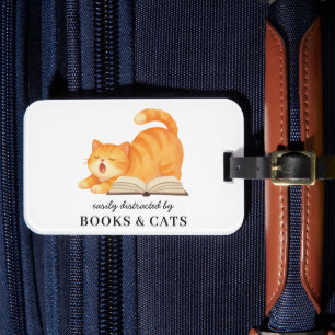 Etiqueta De Bagagem Livro de Gengibre Feminino Gato Engraçado Frase de