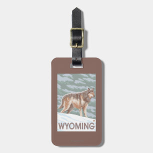 Etiqueta De Bagagem Lobo cinzento StandingWyoming
