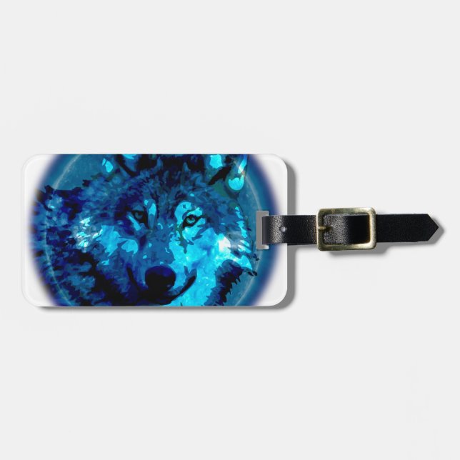 Etiqueta De Bagagem Lobo da lua (Frente Horizontal)