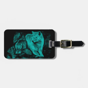 Etiqueta De Bagagem Lobo e corvo na noite