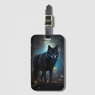 Etiqueta De Bagagem Lobo Negro Misterioso